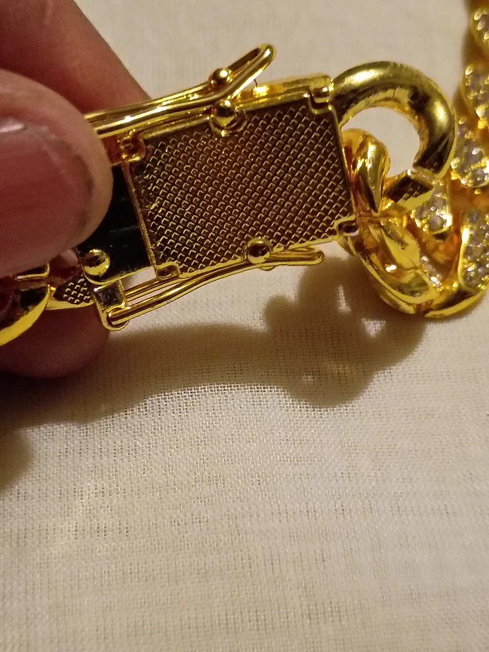 Gold-Tone Cuban Link Necklace with Pavé Accents